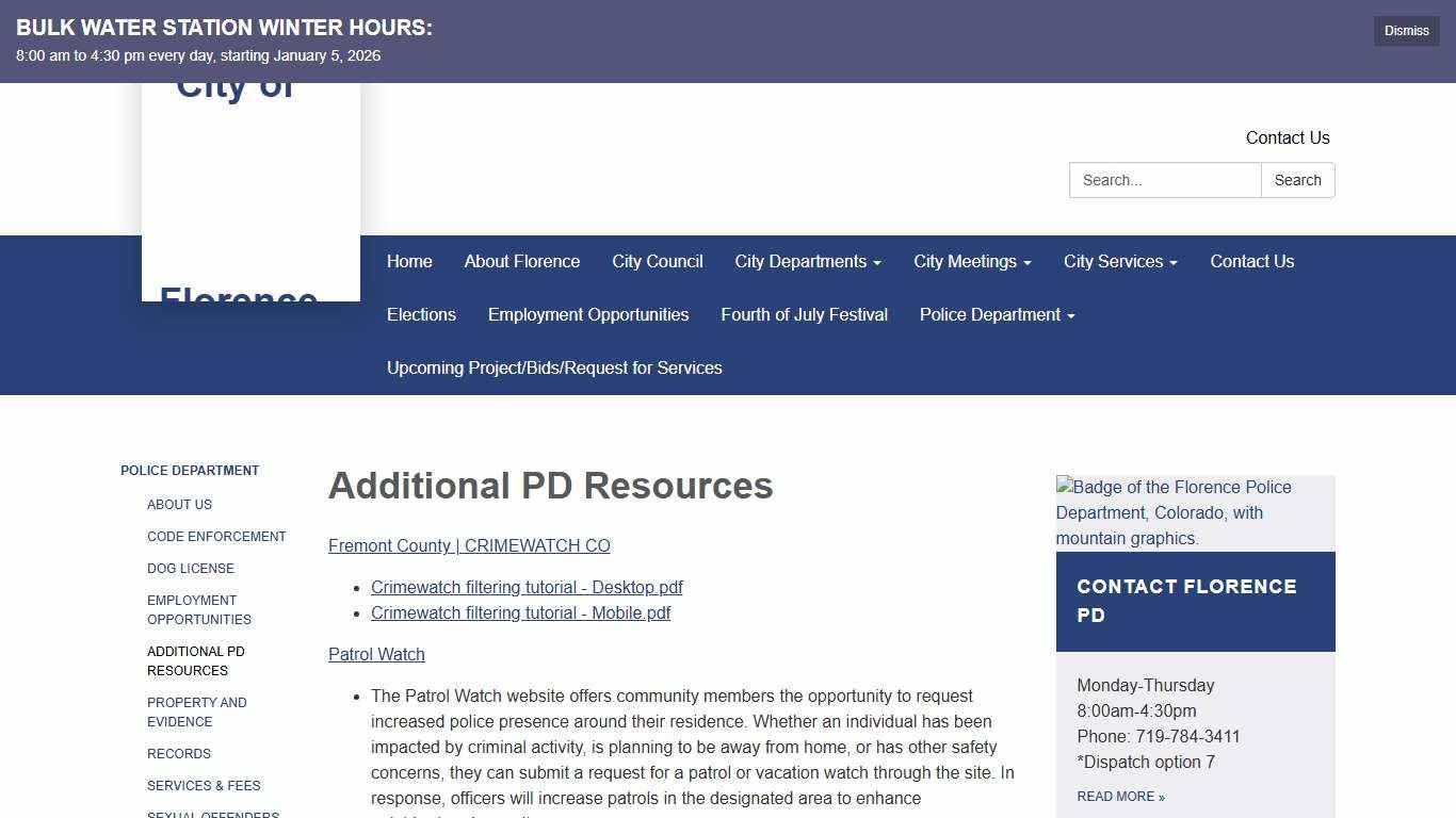 Additional PD Resources - City of Florence