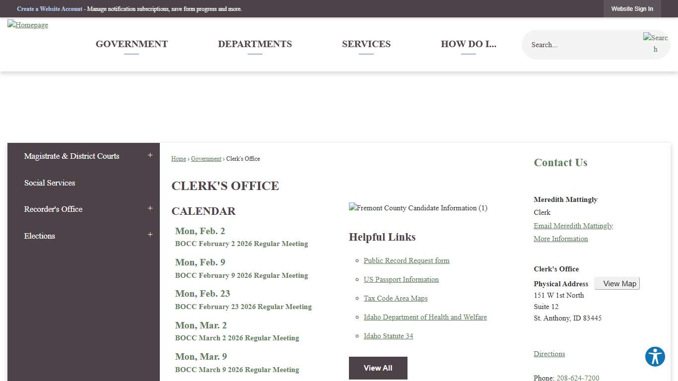 Clerk's Office | Fremont County, ID